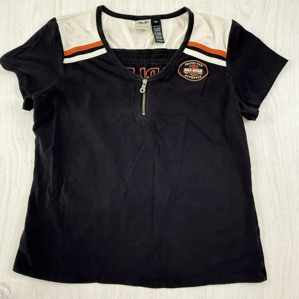 Harley Davidson Women's T Shirt Jersey Embroidered Sz XL - 2XL Bike Motorcycle